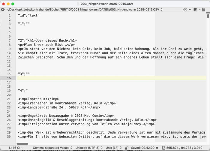 Beispielhafter CSV-Export